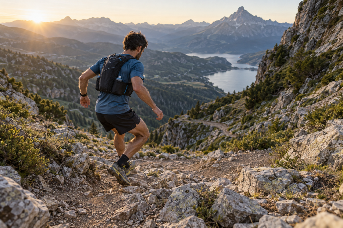 Gecontroleerd afdalen tijdens trailrunning