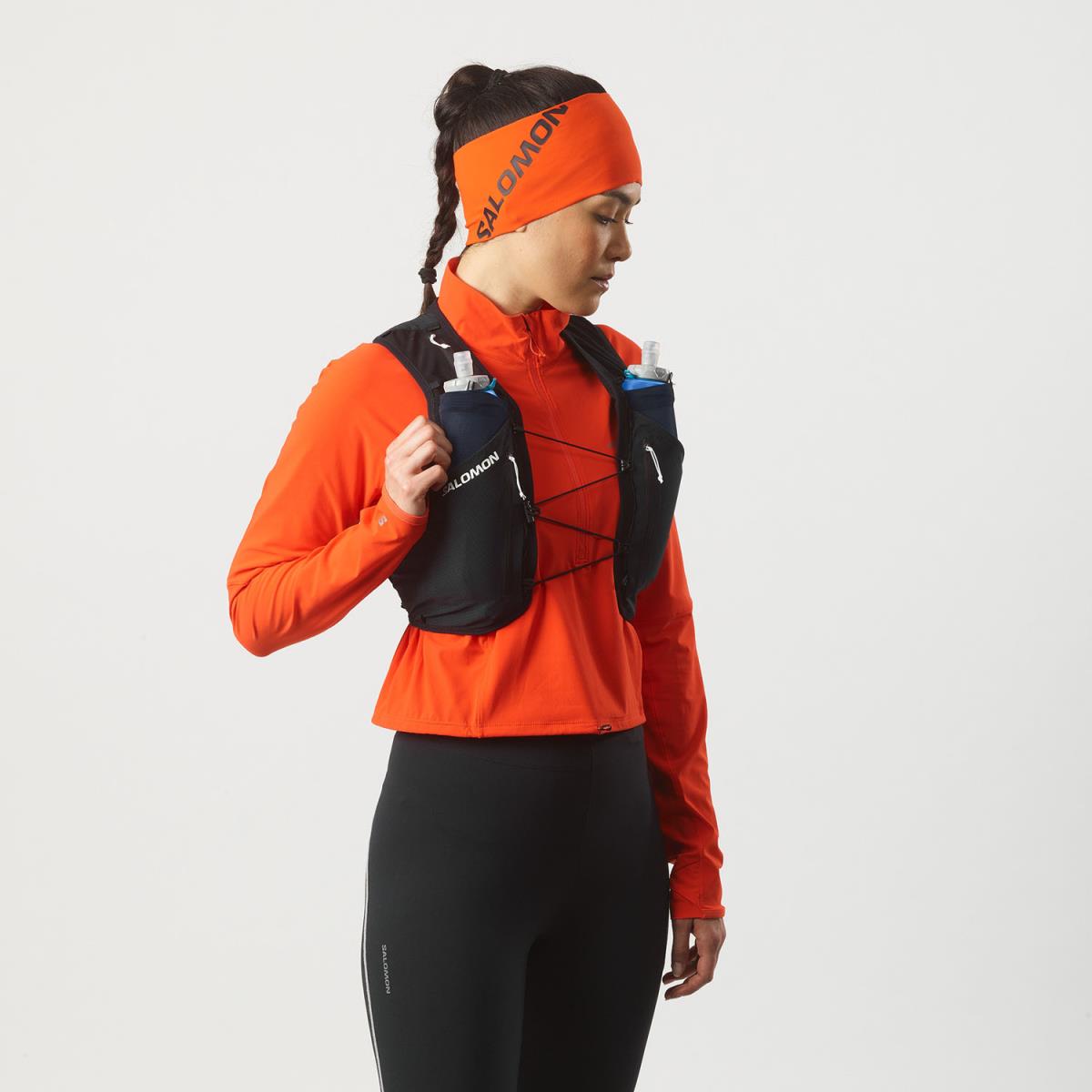 Hydratatievest Salomon Sense Pro 6 zwart, detail van de voorvakken