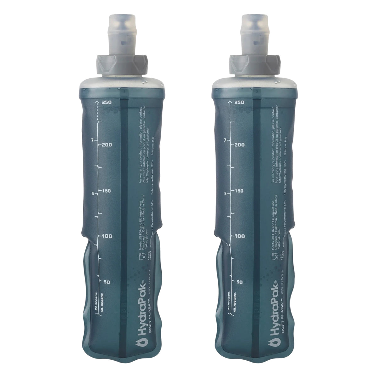 2 x Salomon soft flasks 250 ml, tweedelige set in grijs