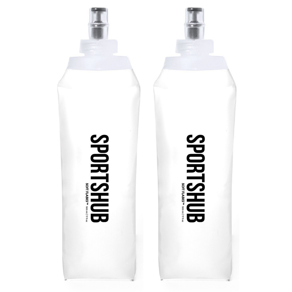2 x SportsHub soft flasks 500 ml, overzicht van de tweedelige set
