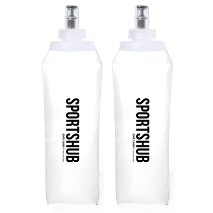 2 x SportsHub soft flasks 500 ml, overzicht van de tweedelige set