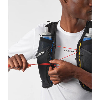 Hydratatievest Salomon Sense Pro 6 wit zwart, detail van het achtervak