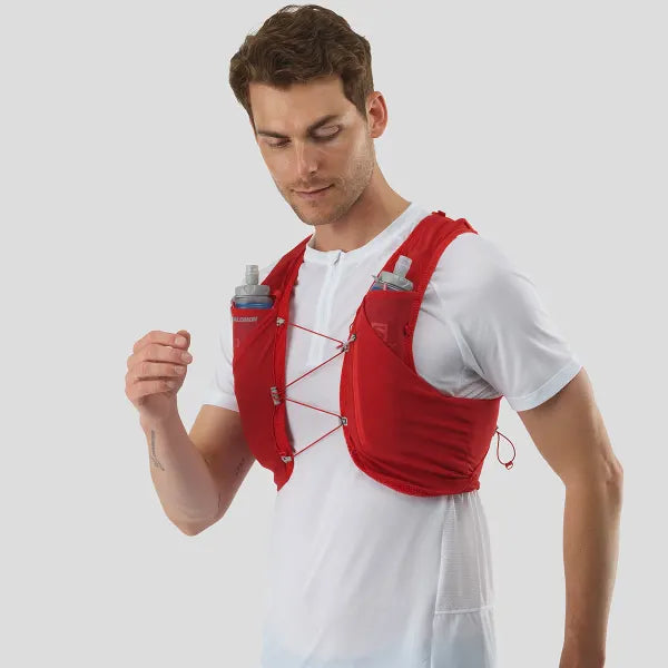 Hydratatievest Salomon ADV Skin 5 rood, detail van de zijkant