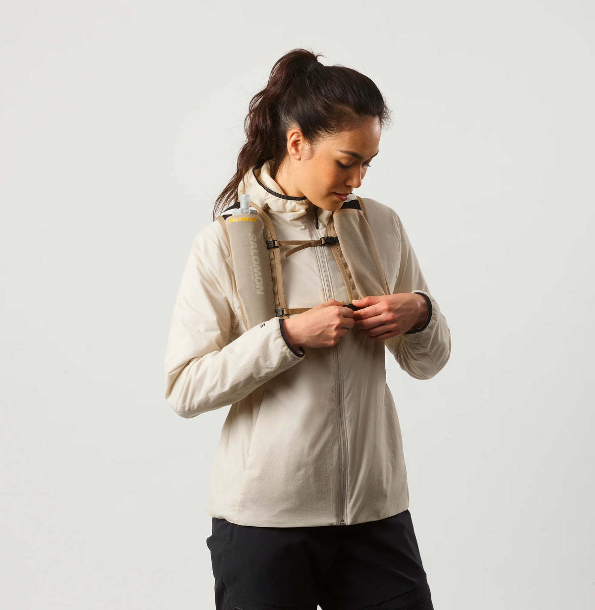 Salomon Cross 4 Beige, detail van het verstelsysteem