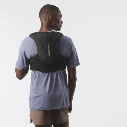 Hydratatievest Salomon ADV Skin 5 zwart, detail van de stof en afwerking
