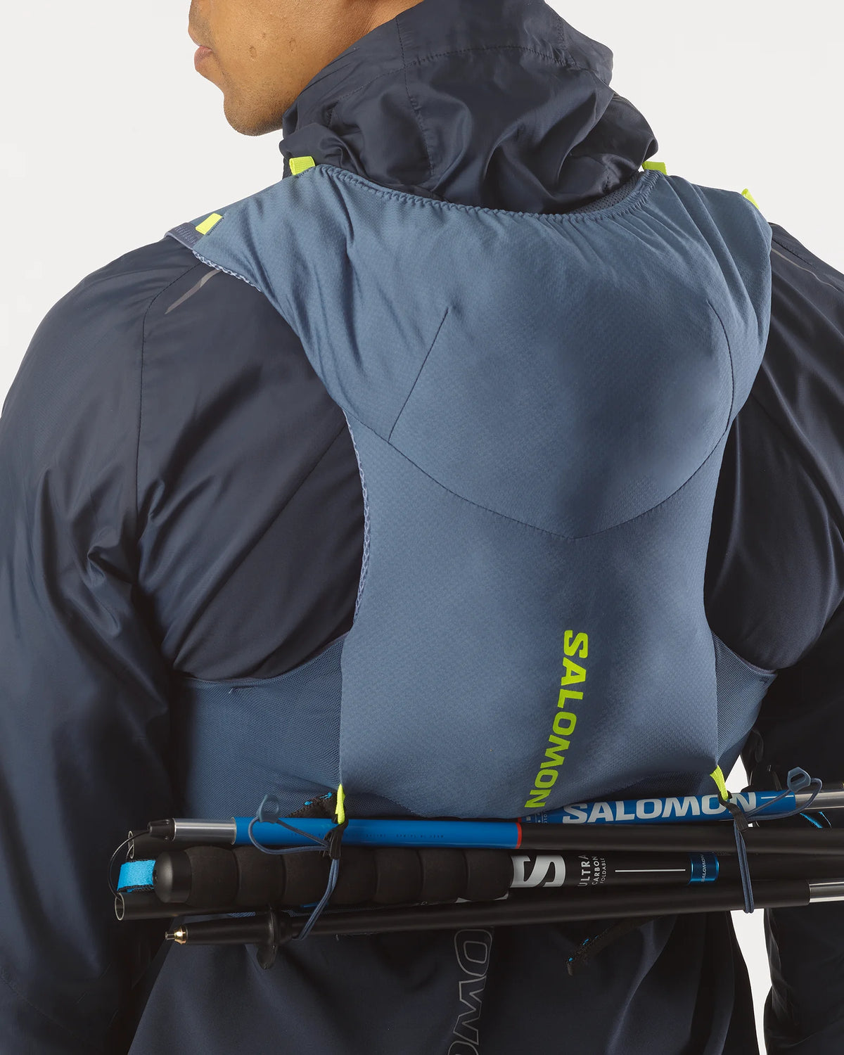 Hydratatievest Salomon ADV Skin 5 steenblauw, detail van het verstelsysteem