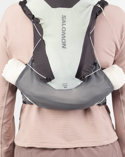 Hydratatievest Salomon ADV Skin 12 zwart grijs, detail van de zijkant