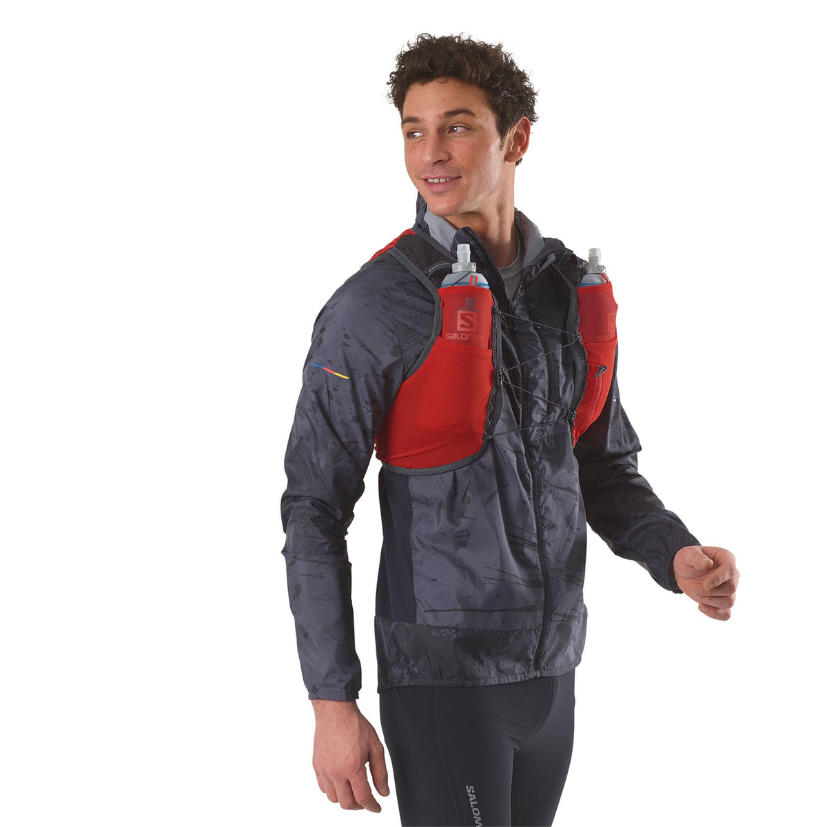 Hydratatievest Salomon Active Skin 4 rood grijs, detail van de voorvakken