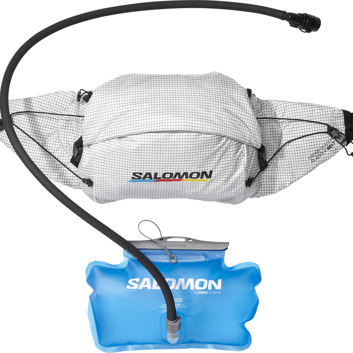 Trailrunningriem Salomon Cross Season Waist Race Flag wit en zwart, achteraanzicht