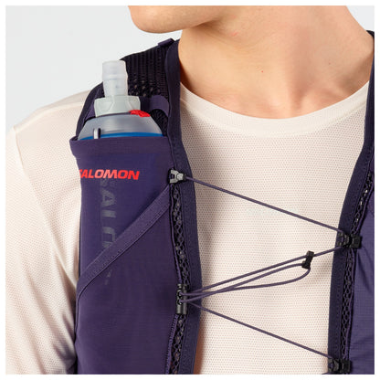 Hydratatievest Salomon Active Skin 4 GRVL paars, detail van de voorvakken