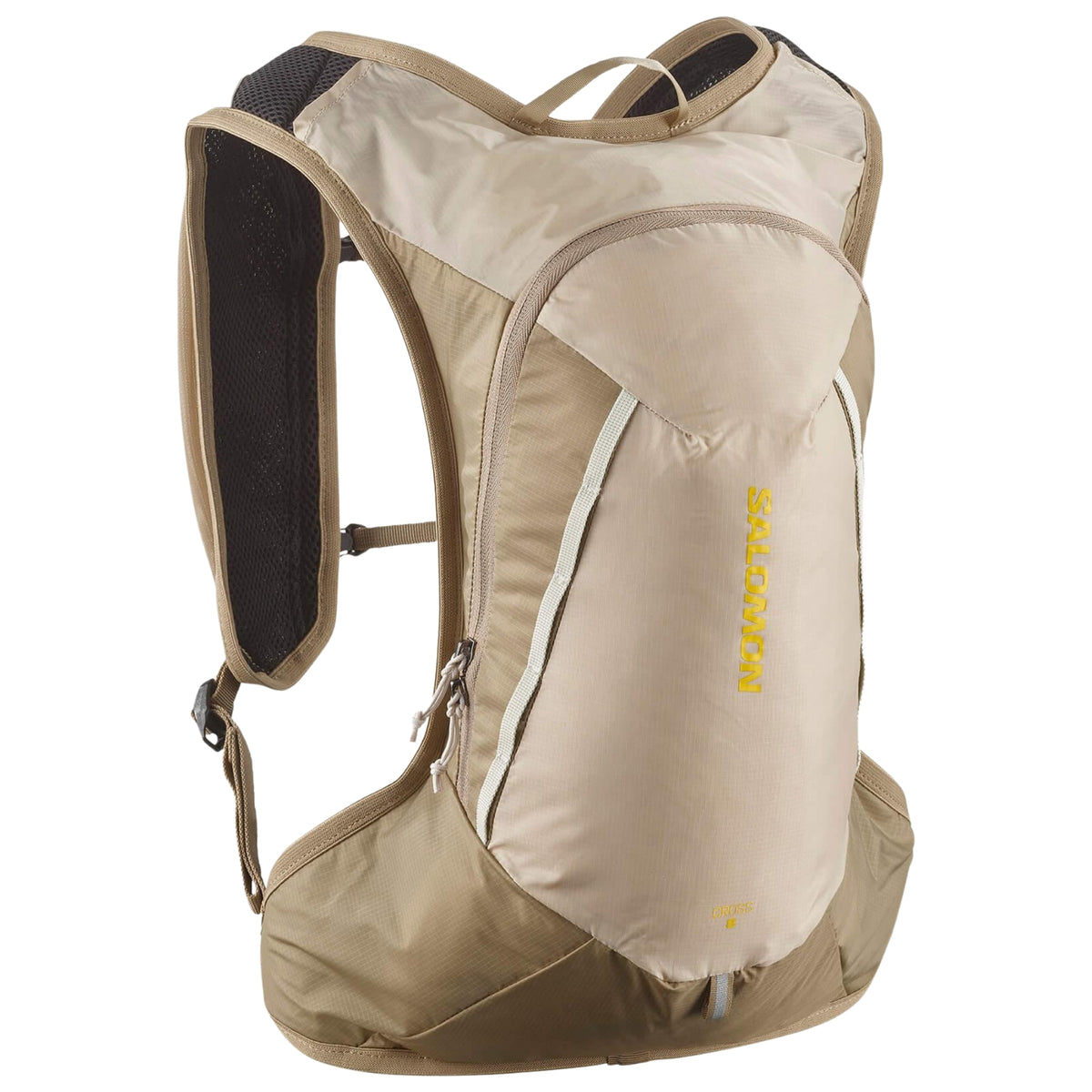 Salomon Cross 8 Beige trailrunningrugzak, achteraanzicht