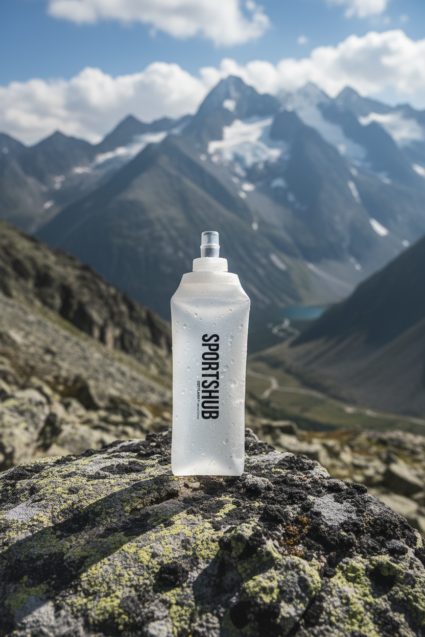 2 x SportsHub soft flasks 500 ml, flexibele drinkfles in een bergomgeving